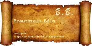 Braunstein Béla névjegykártya